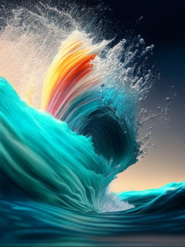 Splash In Sea Water Waterscape Crayon 1