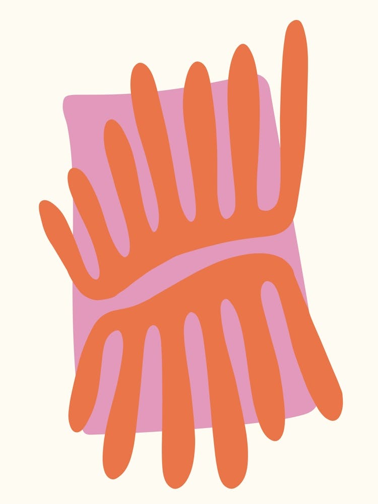 Pink and Orange Leaves Matisse Inspired Abstract