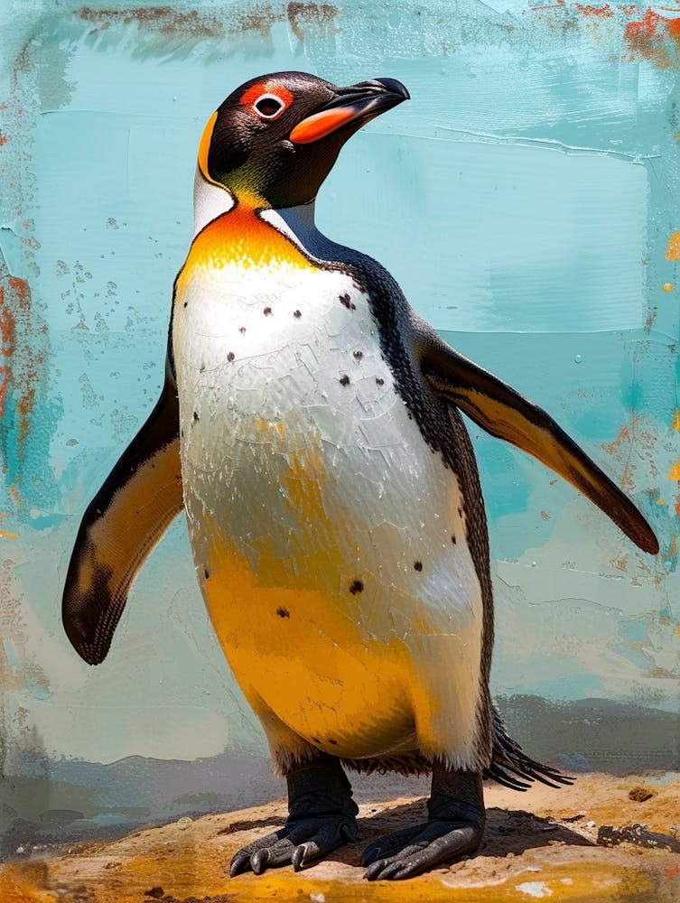 Galapagos Penguin Saunders Island Colour Block Painting 2