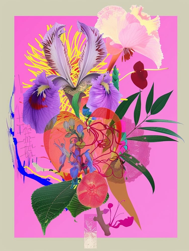 Bleeding Heart Neon Flower Collage