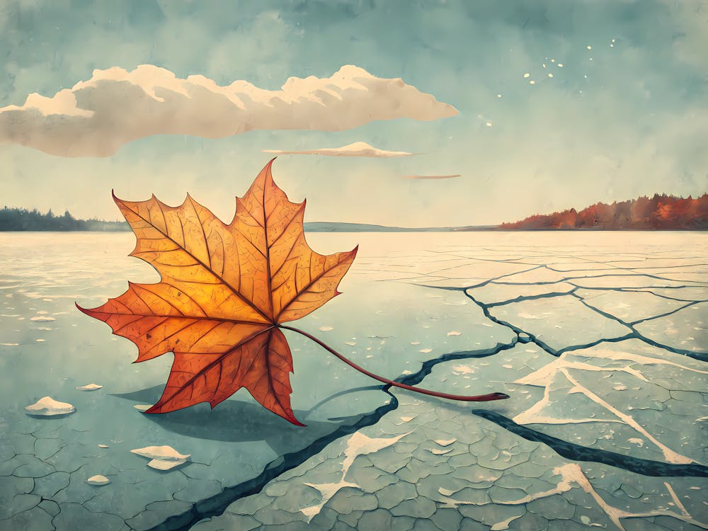 Retro Vintage Style A Delicate Autumn Leaf Resting