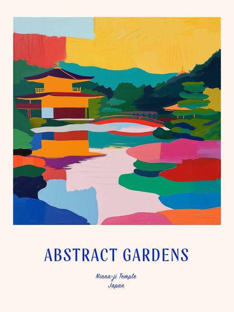 Colourful Gardens Ninna Ji Temple Japan 4 Blue Poster
