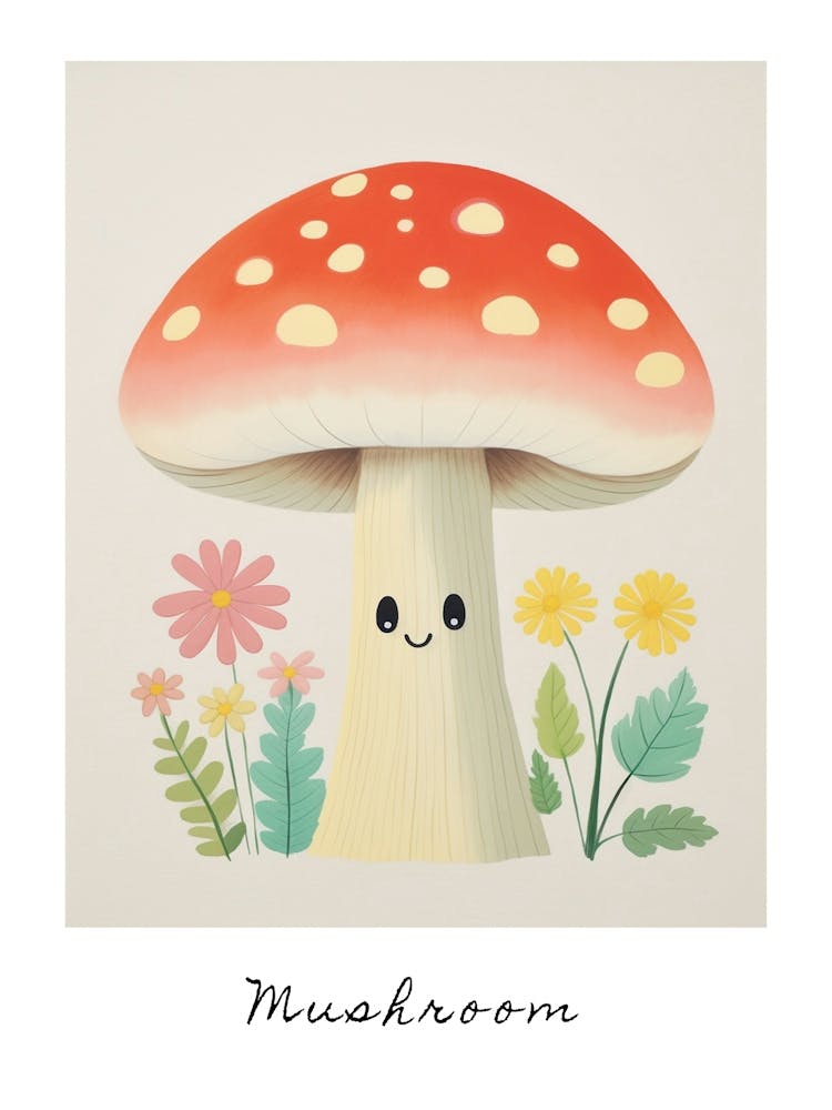 Friendly Kids Mushroom Poster