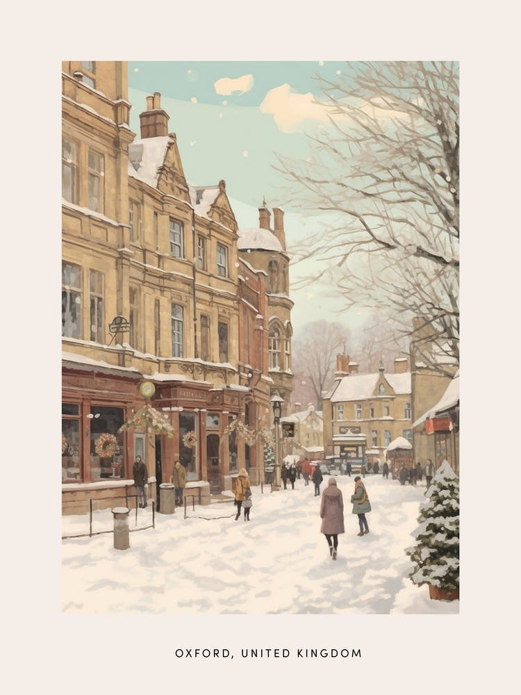 Vintage Winterposter Oxford Vereinigtes Königreich 5