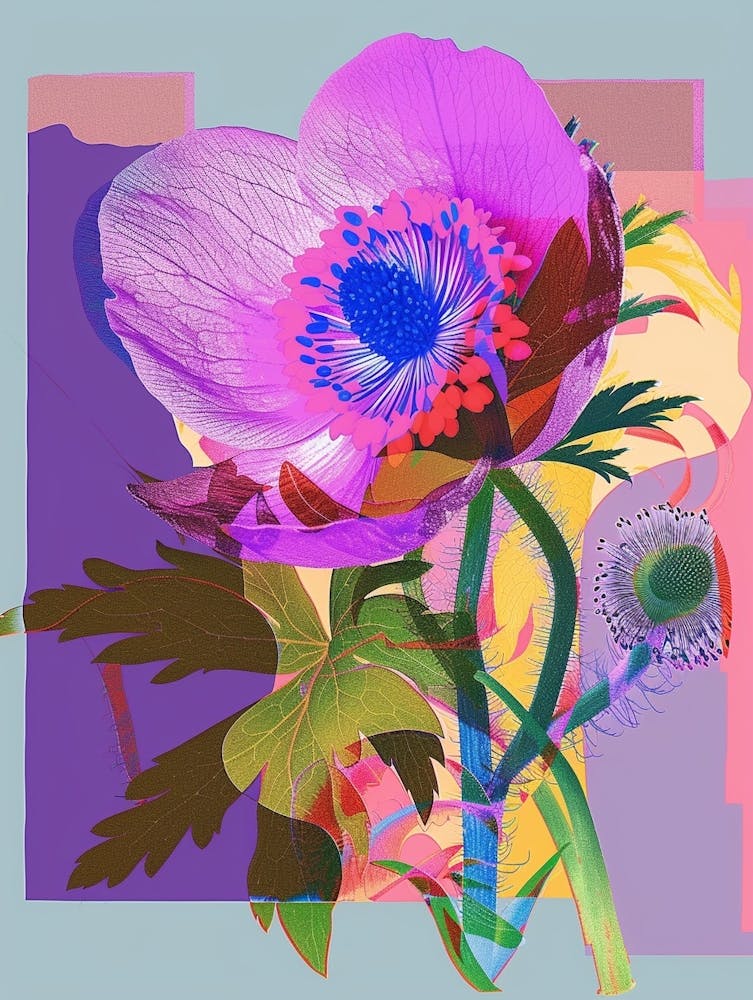 Anemone 1 Neon Flower Collage