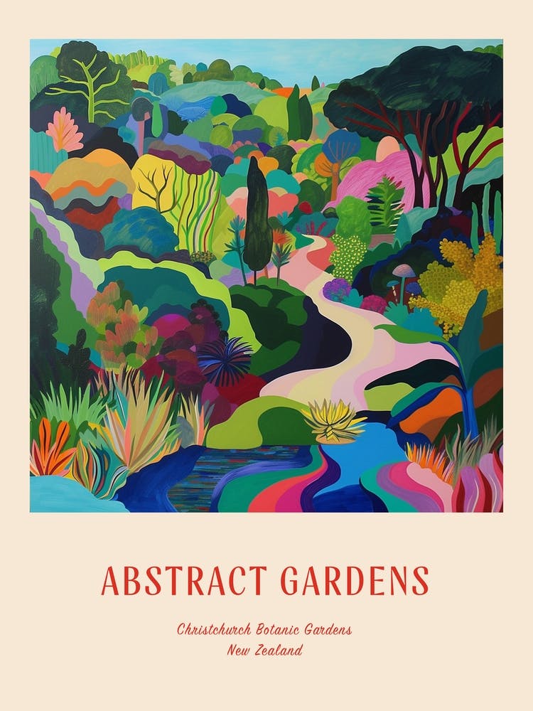 Colourful Gardens Christchurch Botanic Gardens New Zealand 2 Red Poster