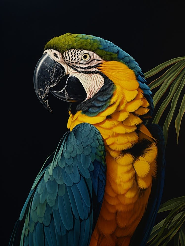 Dark And Moody Botanical Macaw 2