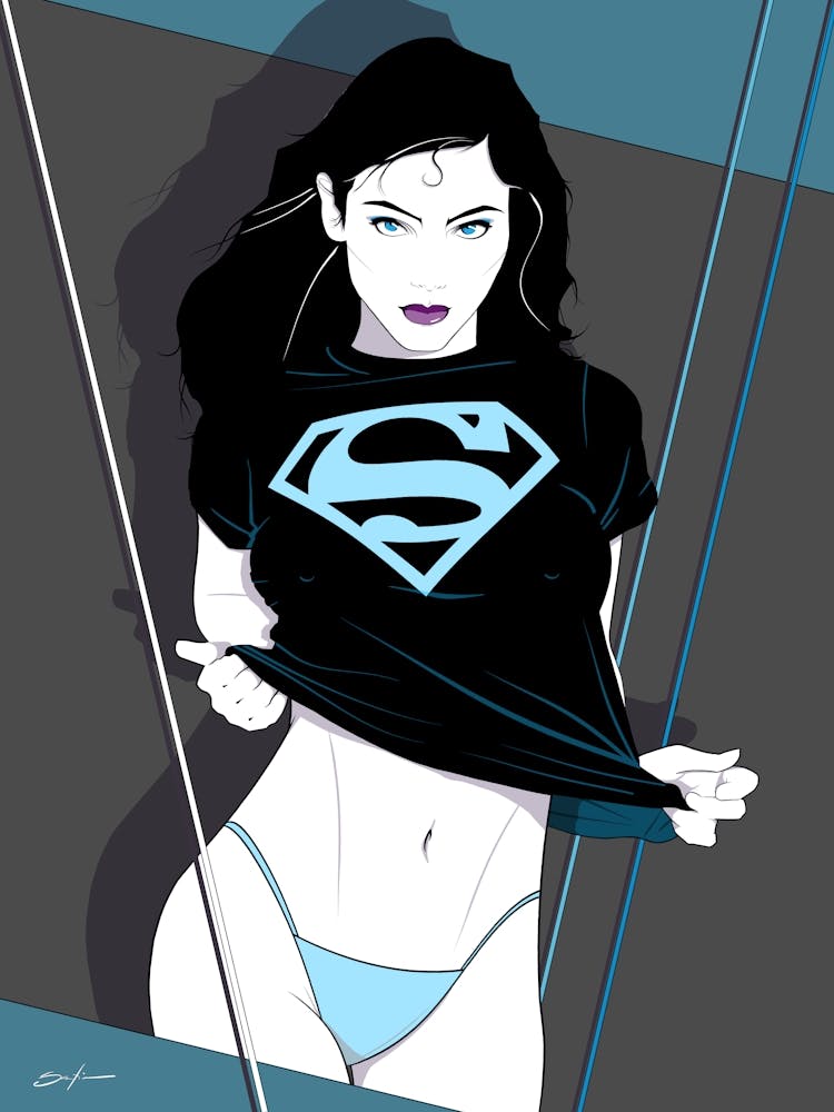Super Girl (Black shirt) - Retro 80s Style