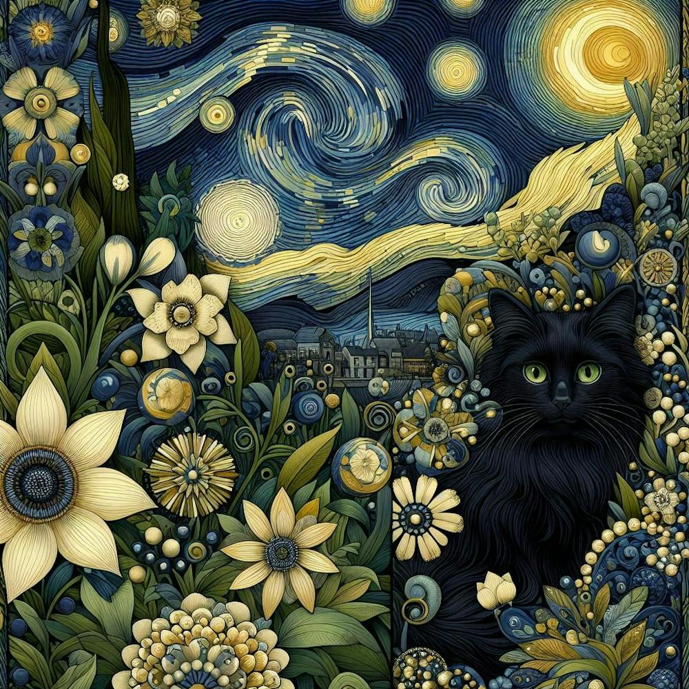 Starry Night Cat flower garden
