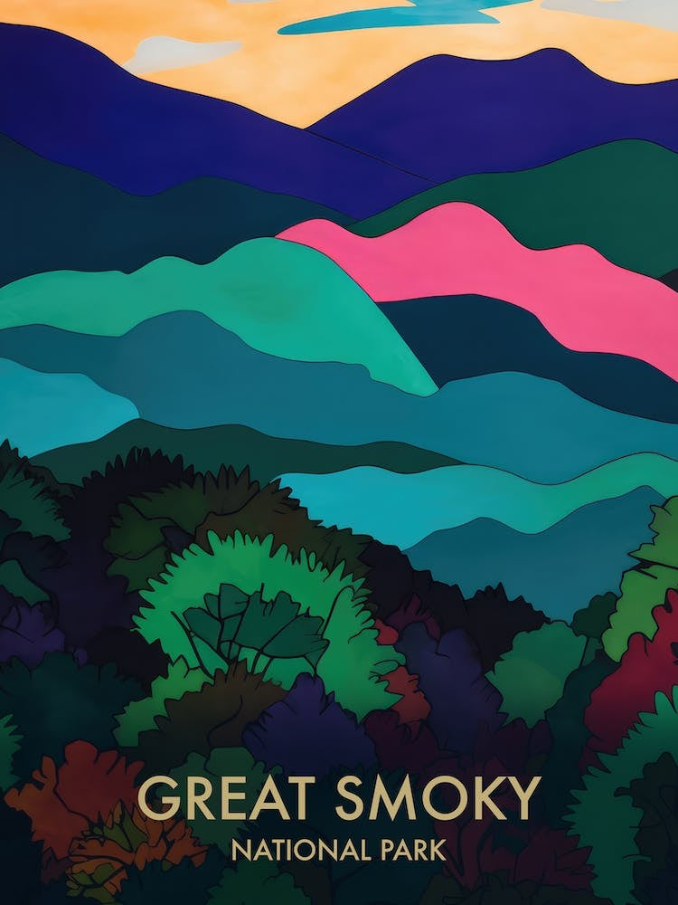 Great Smoky National Park Matisse Style Vintage Travel Poster 2