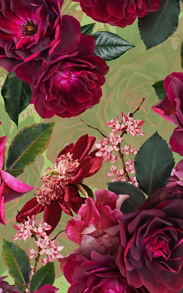 Vintage Summer Botanical Roses Garden