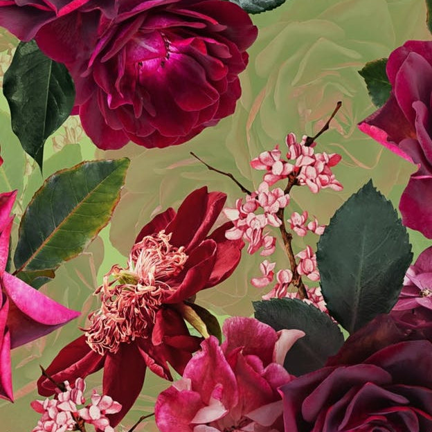 Vintage Summer Botanical Roses Garden