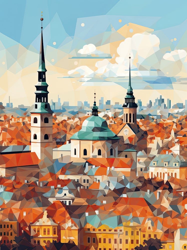 Kraków, Poland, Geometric Illustration 4