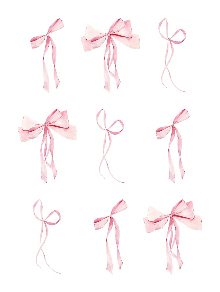 Pink Coquette Rows Of Bows - White