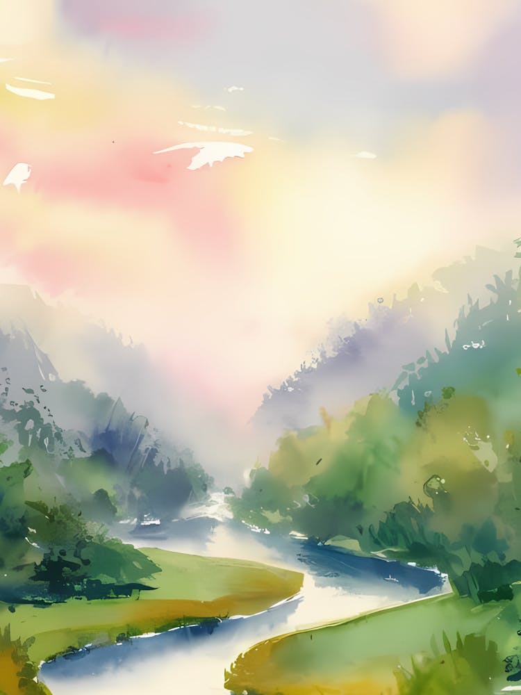 Watercolor Of A River 2