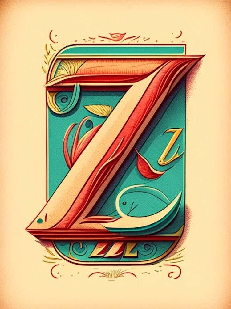 Z, Letter, Alphabet Vintage Sketch 1