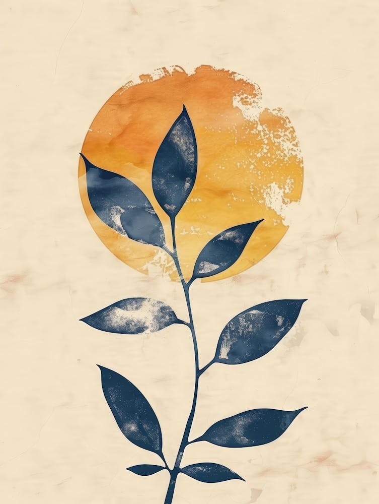 Sunset With A Leaf