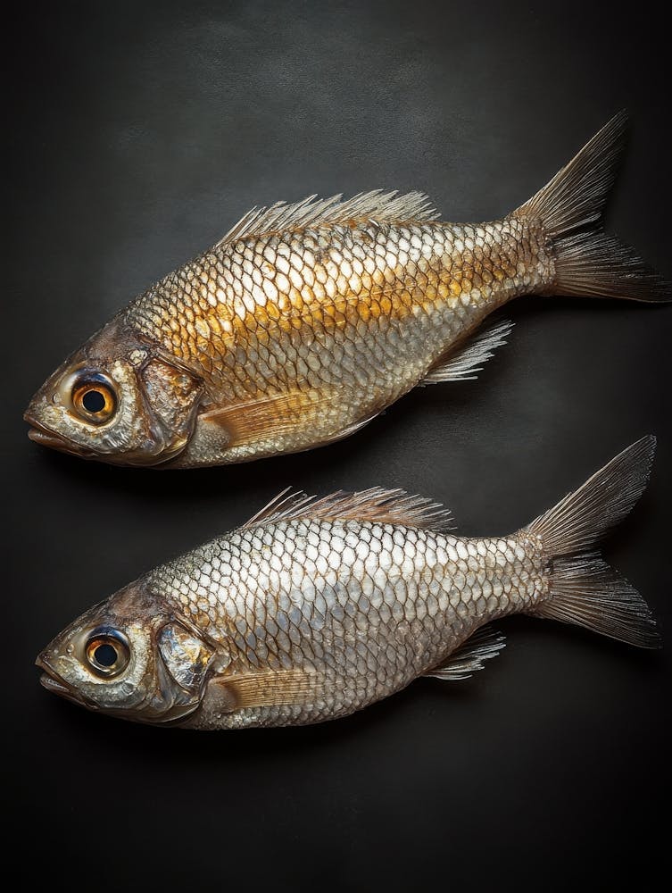 Two Fish On A Black Background