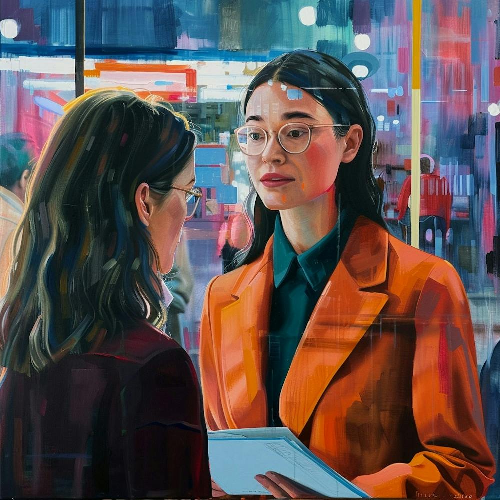 Two Asian Women With Glasses Talking 1