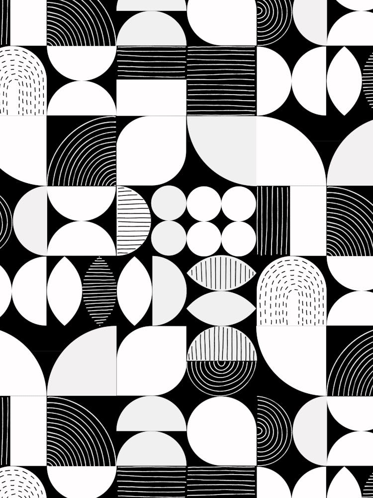 Modern Art Geometric Shapes White And Black 1