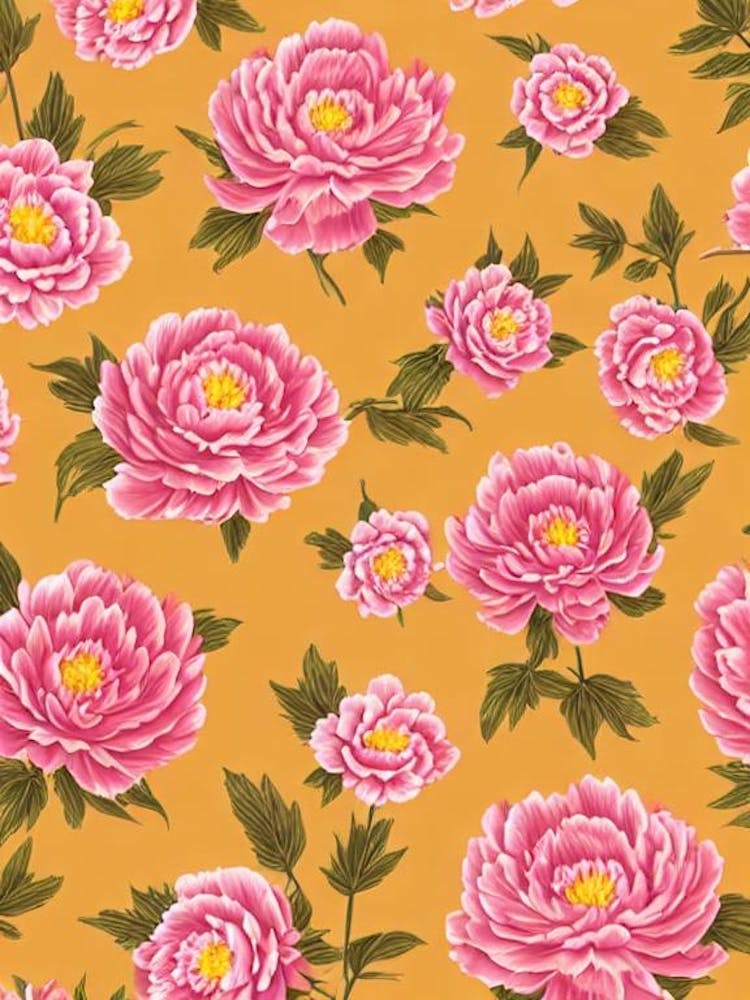 Peony Floral Print Retro Pattern 1 Flower