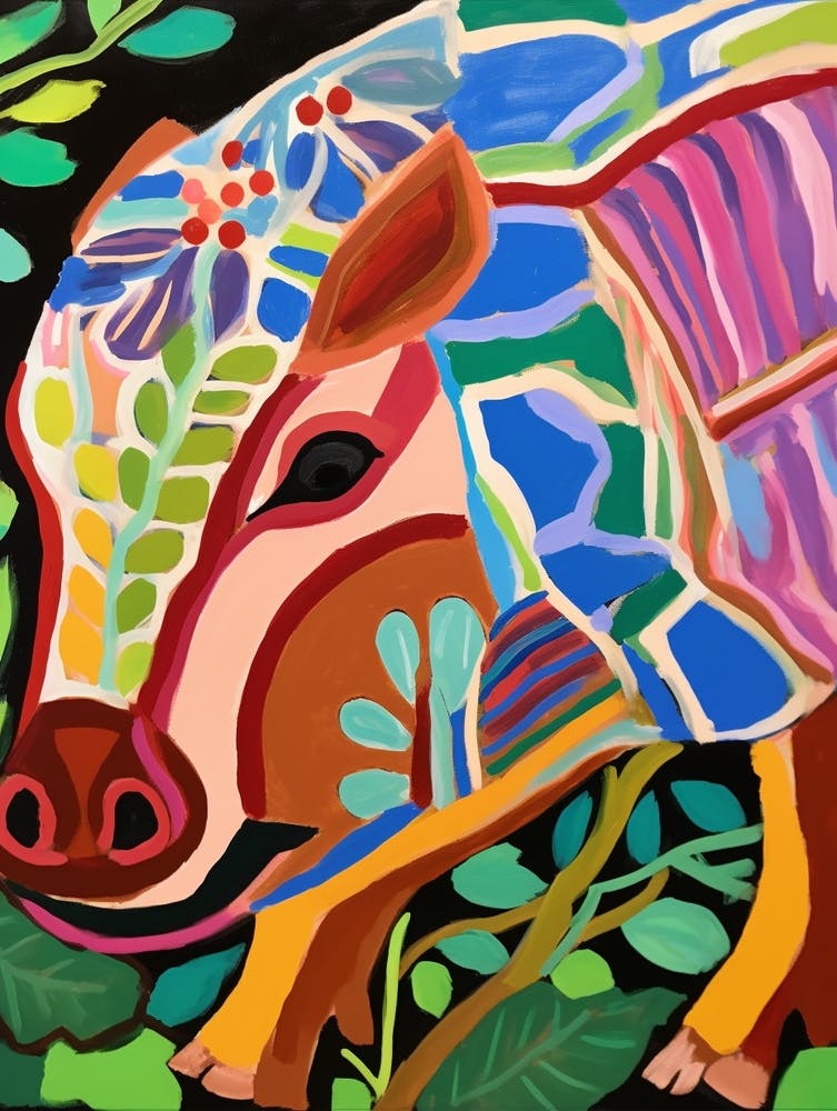 Maximalist Animal Painting Pig 3