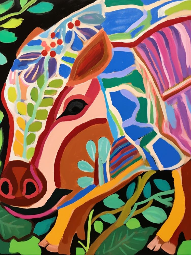 Maximalist Animal Painting Pig 3