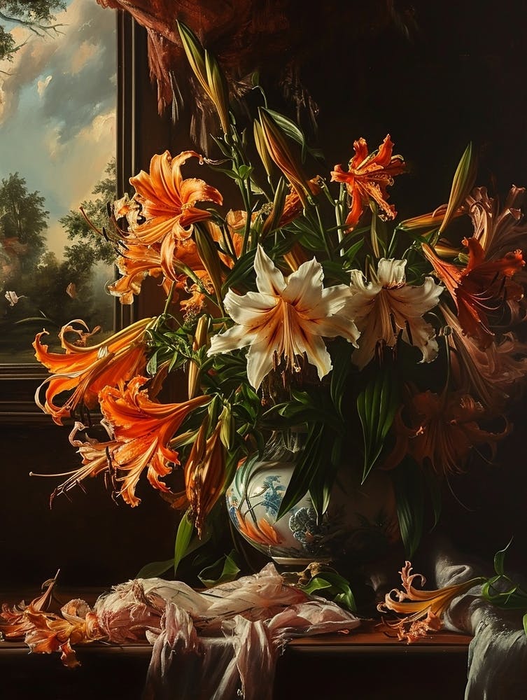 Baroque Floral Still Life Gloriosa Lily 1