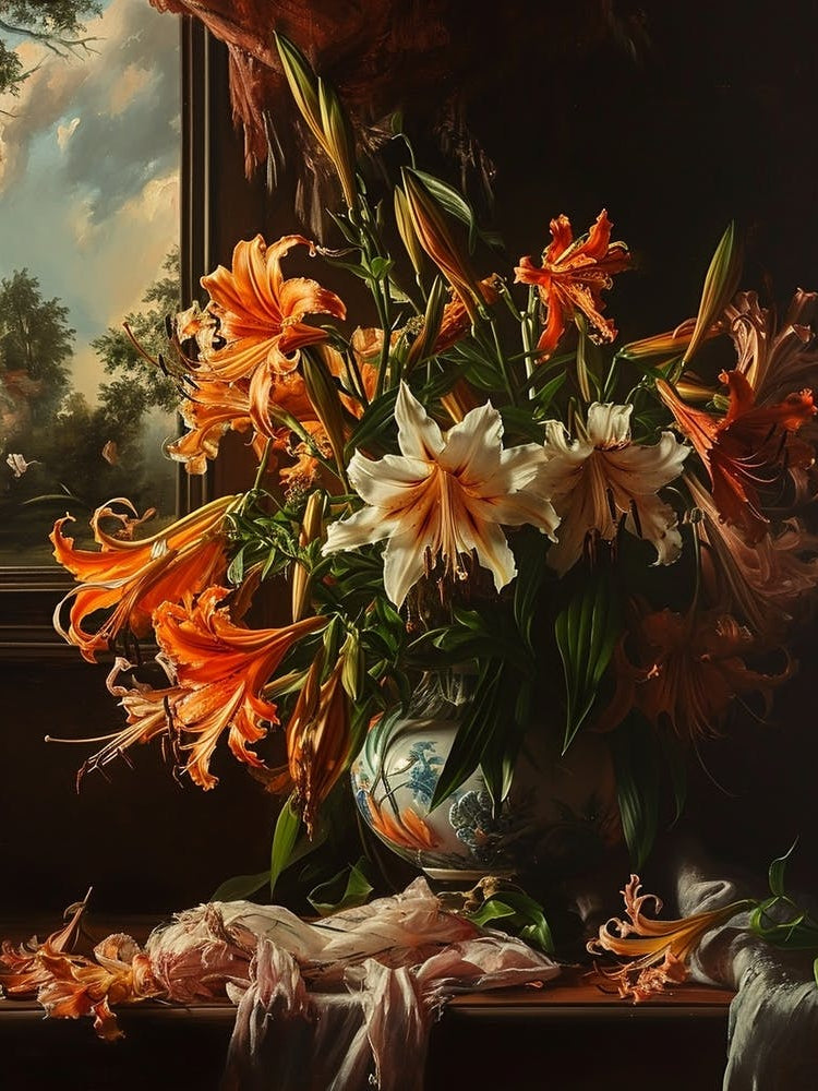 Baroque Floral Still Life Gloriosa Lily 1
