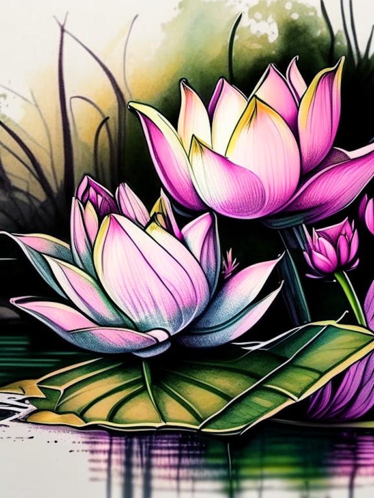 Lotus Flowers In Park Graffiti 3