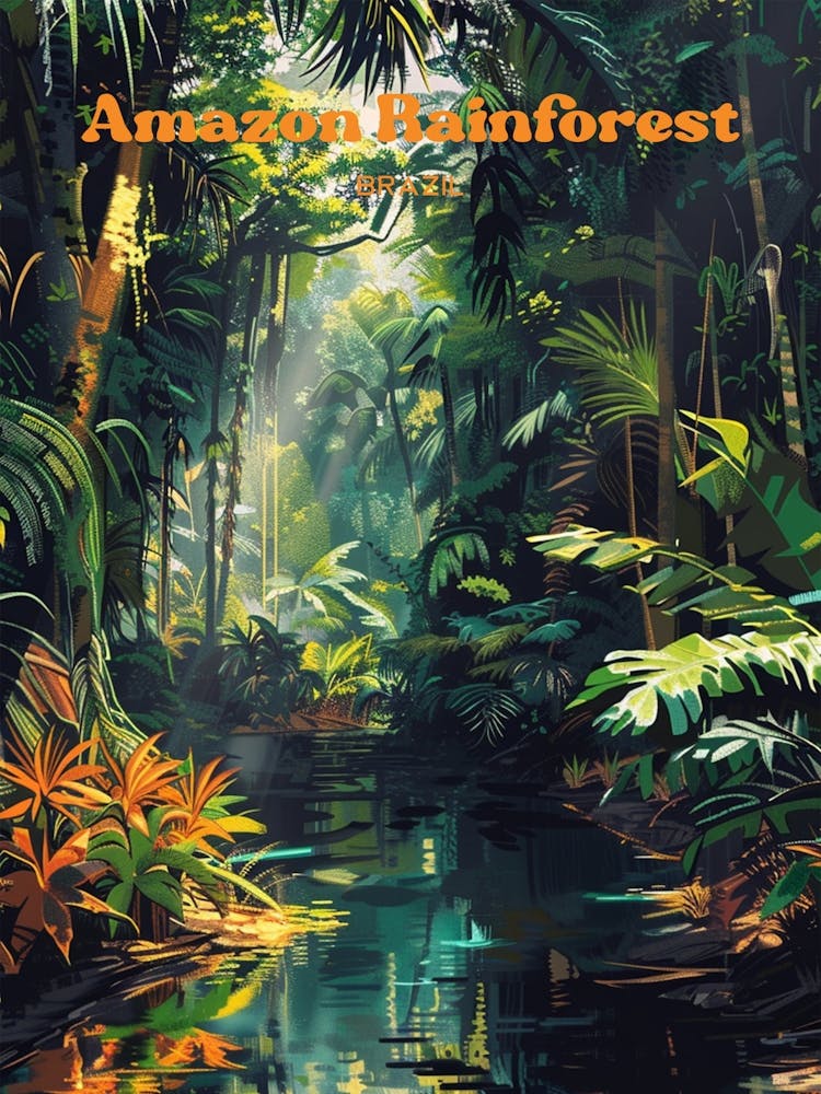 Amazon Rainforest Jungle Art Illustration