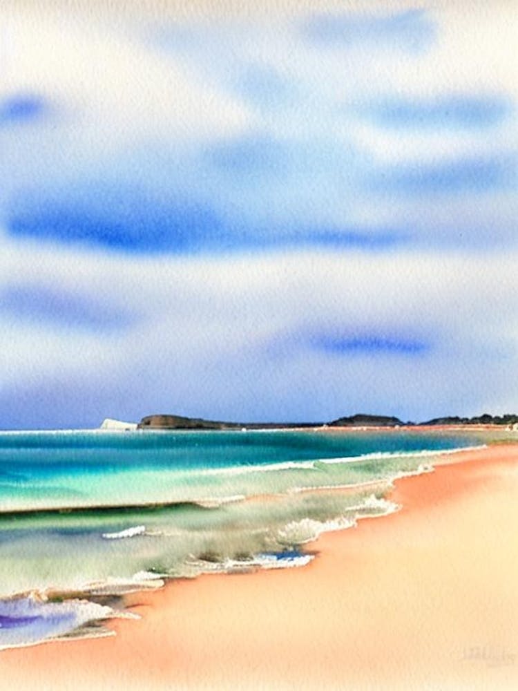 Torquay Beach 2, Australia Watercolour