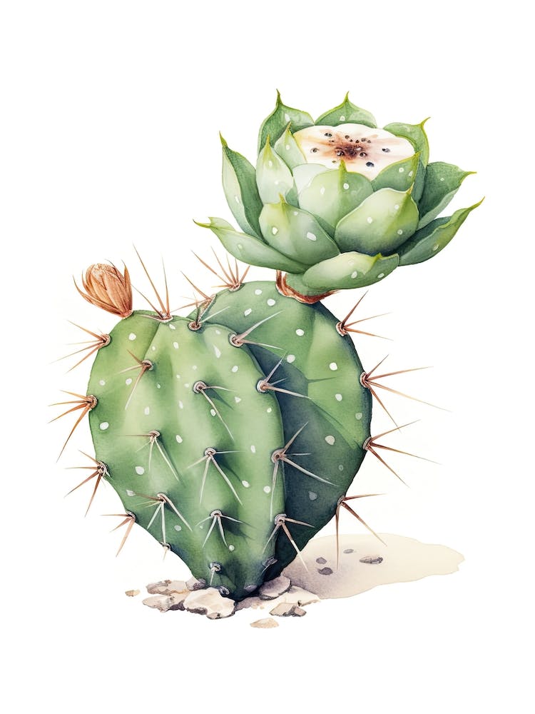 Lophophora Williamsii Kaktus Aquarellzeichnung 1