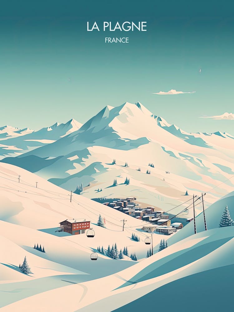 Poster Of La Plagne   France, Ski Resort Illustration 1
