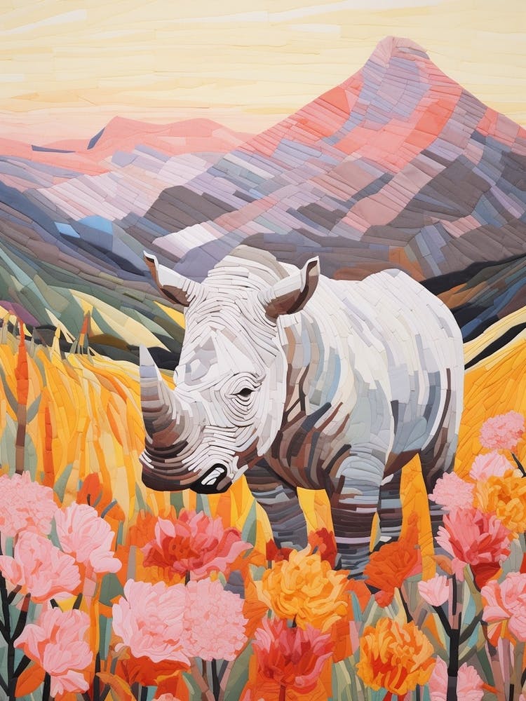 Rhino With Flowers & Plants 6