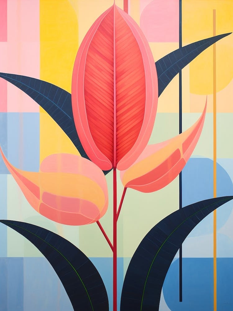 Heliconia 2 Hilma Af Klint Inspired Pastel Flower Painting