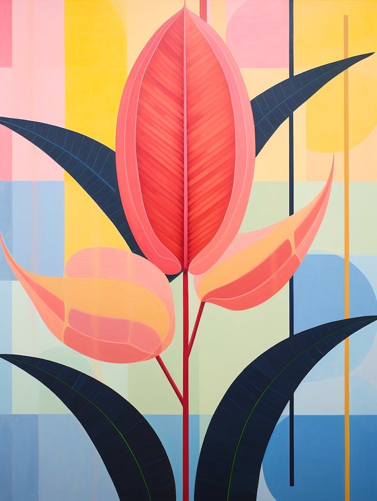 Heliconia 2 Hilma Af Klint Inspired Pastel Flower Painting