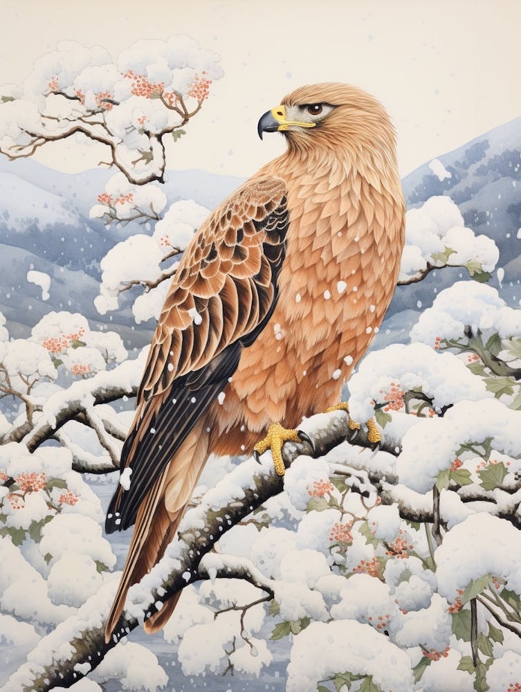 Peinture d'oiseau d'hiver Eagle 1
