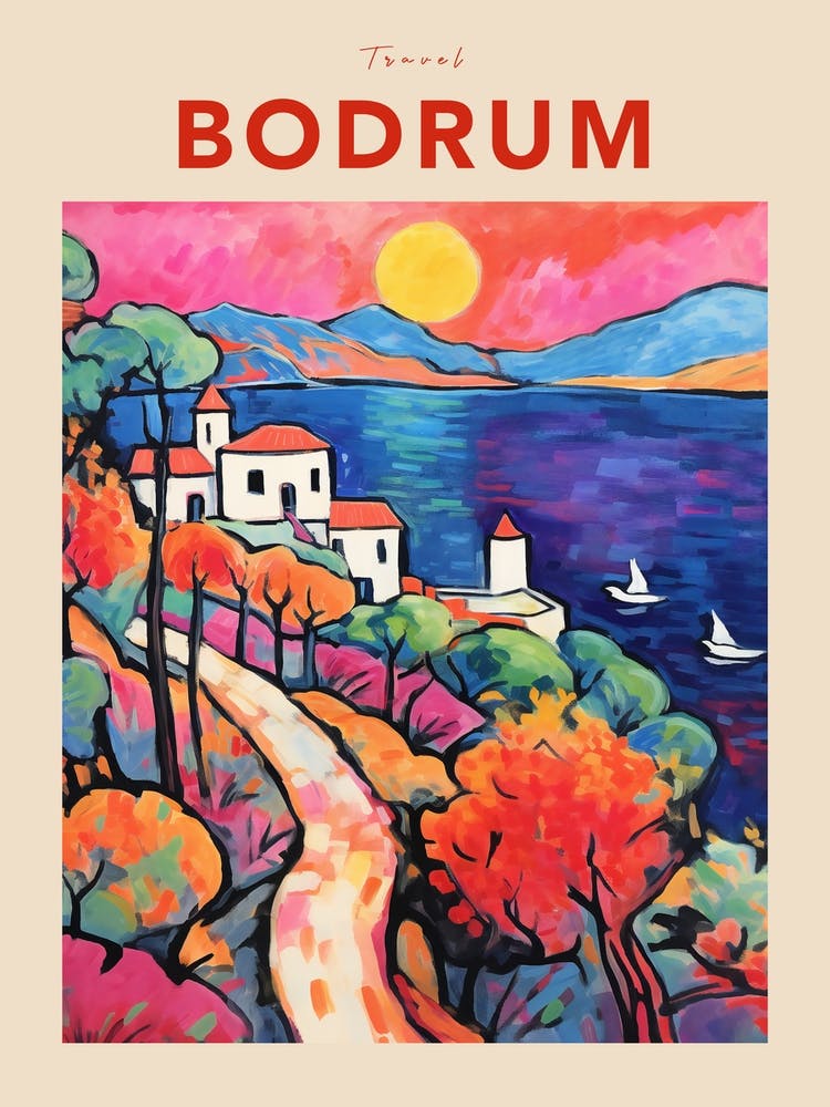 Bodrum Turkey Fauvist Travel Poster