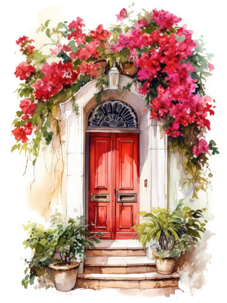Palermo, Italy   Mediterranean Doors Watercolour Painting 2