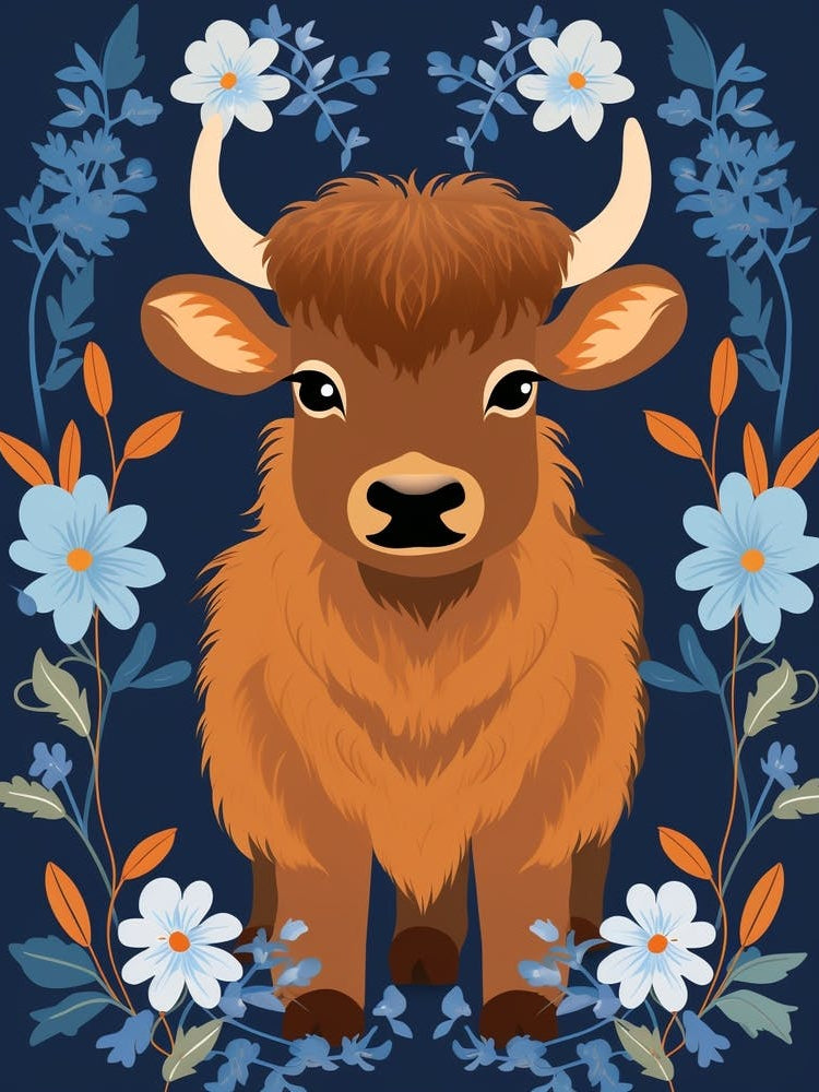 Baby Animal Illustration  Bison 2