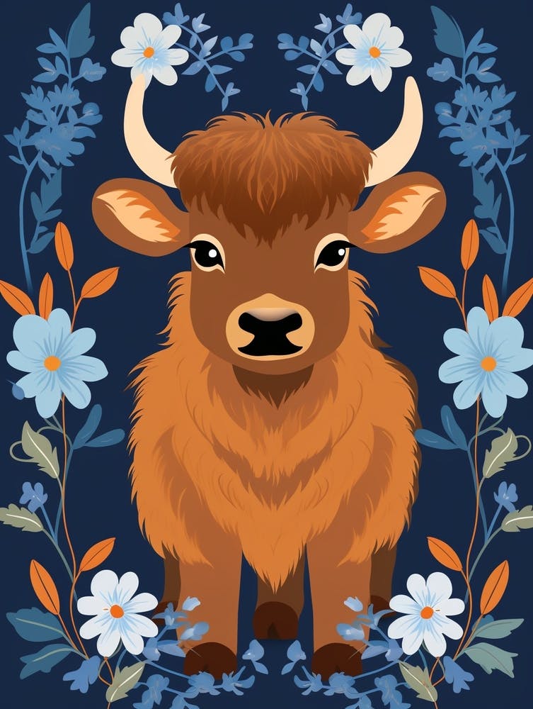 Baby Animal Illustration  Bison 2