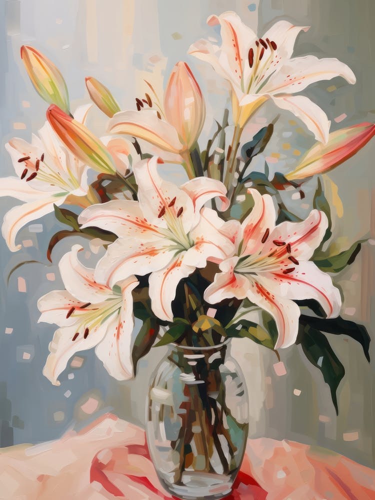Lily Flower Still Life Painting 4 Dreamy