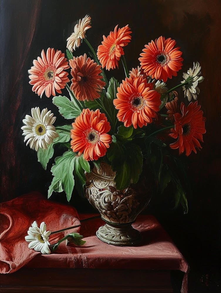 Baroque Floral Still Life Gerbera Daisy 2