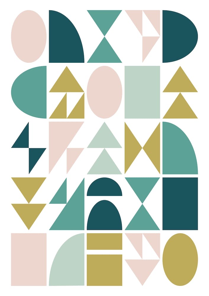 Moderne Geometrische Formen in Smaragdgrün Gold und Altrosa