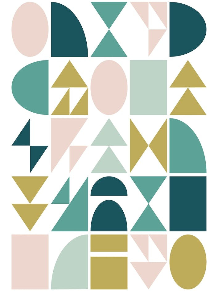 Modern Geometry Shapes in Emerald Green Gold and Blush Pink