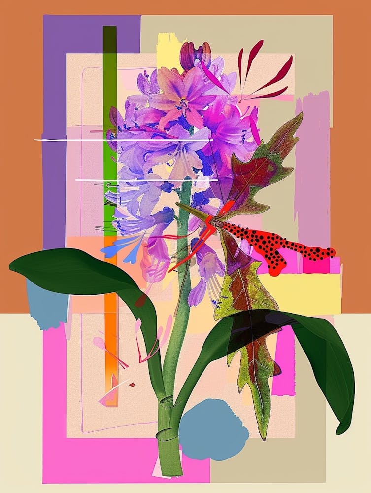 Hyacinth 4 Neon Flower Collage