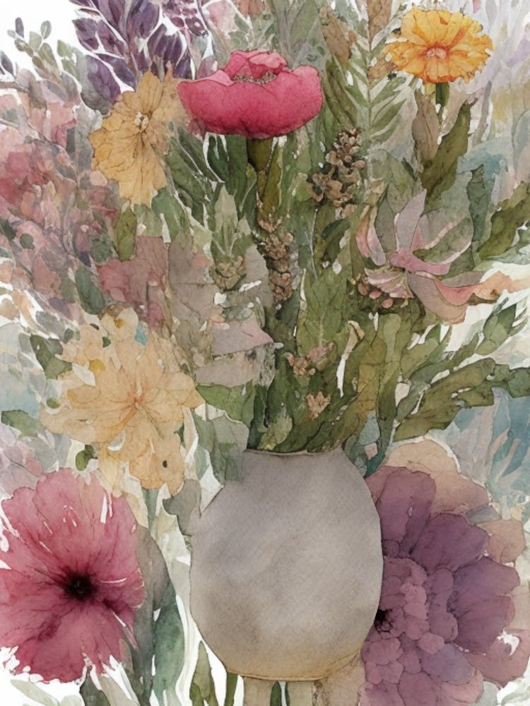 Aquarellblumen in einer Vase 5