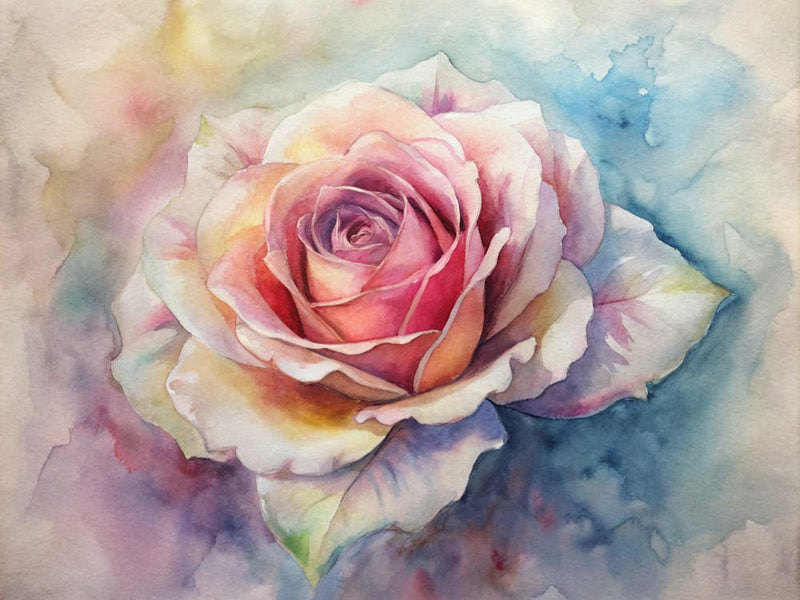 Pink Rose Watercolor Painting