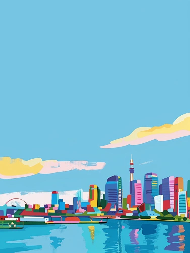 Yokohama Japan 3 Colourful Illustration